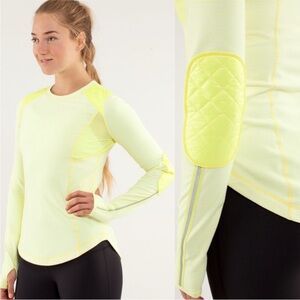 Rare vintage Lululemon Run Ice Queen Rulu Neon Yellow Stripe Long Sleeve